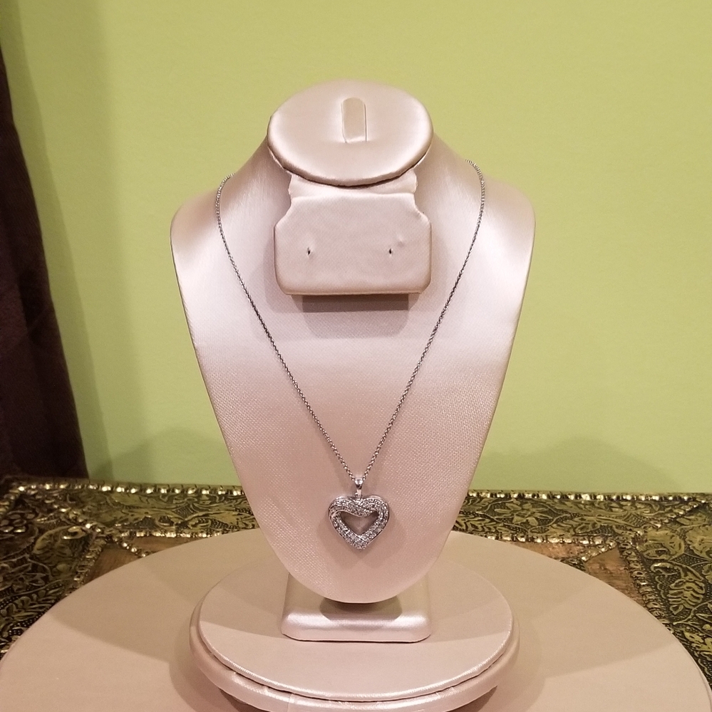 Diamond Accent Heart Pendant Necklace In Sterling Silver